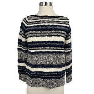 NWT Vince Size XXS Pullover Sweater Gray Striped Boucle Wool Blend 2XS